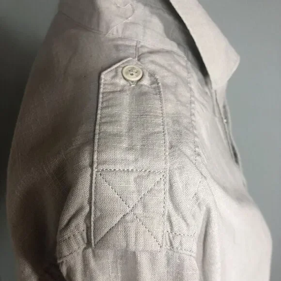 Billabong Shirt Mens M Light Tan Shoulder Tap Long Sleeve Minimalist Vintage - Picture 13 of 13